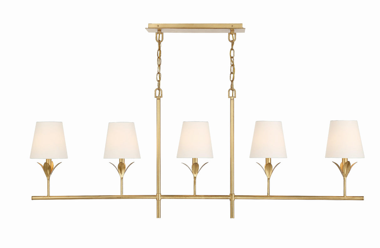 Crystorama Broche 5 Light Antique Gold Linear Chandelier