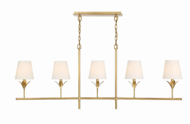Crystorama Broche 5 Light Antique Gold Linear Chandelier