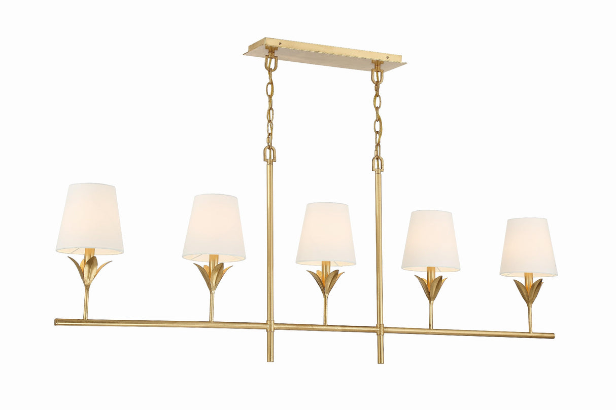 Crystorama Broche 5 Light Antique Gold Linear Chandelier