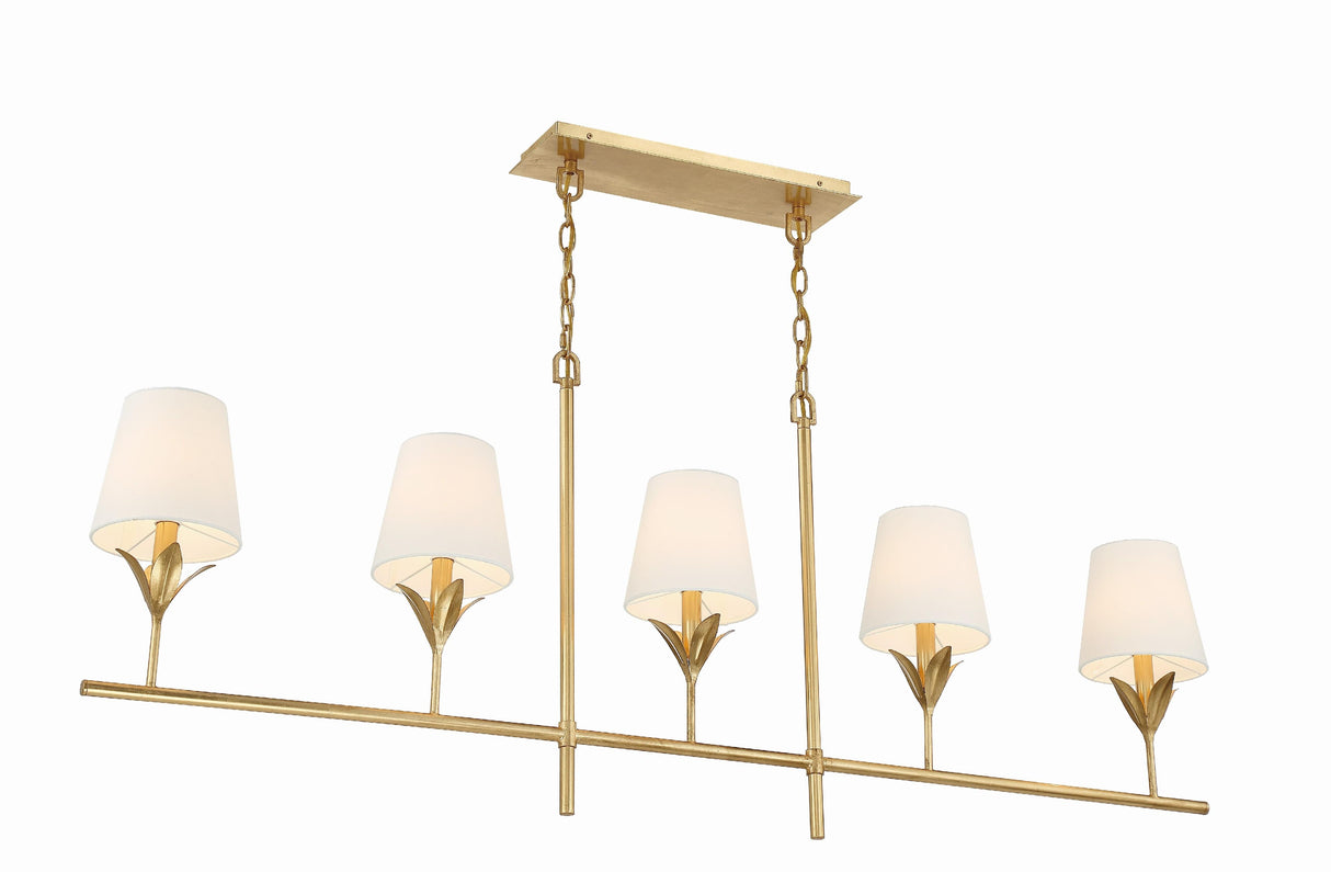 Crystorama Broche 5 Light Antique Gold Linear Chandelier