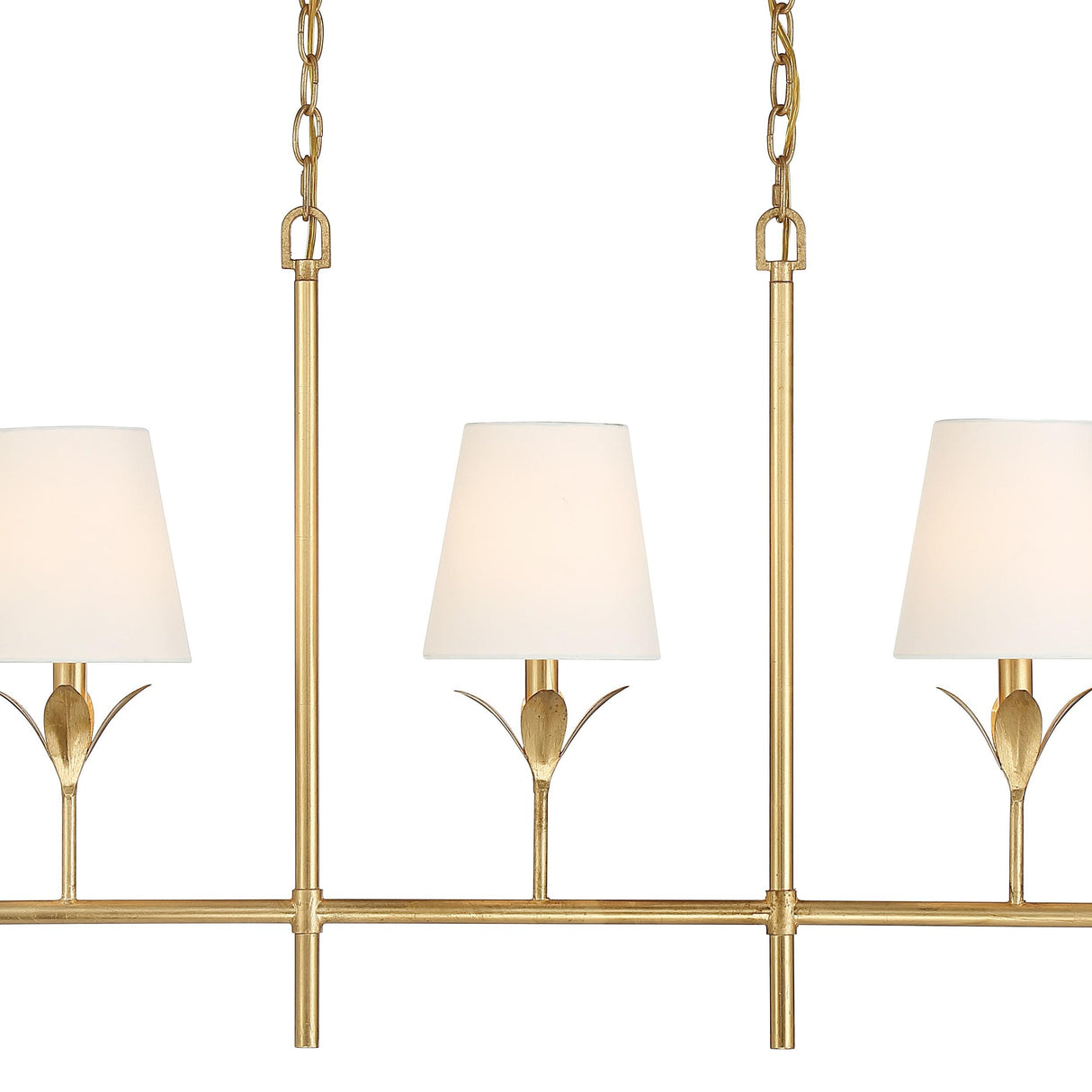 Crystorama Broche 5 Light Antique Gold Linear Chandelier