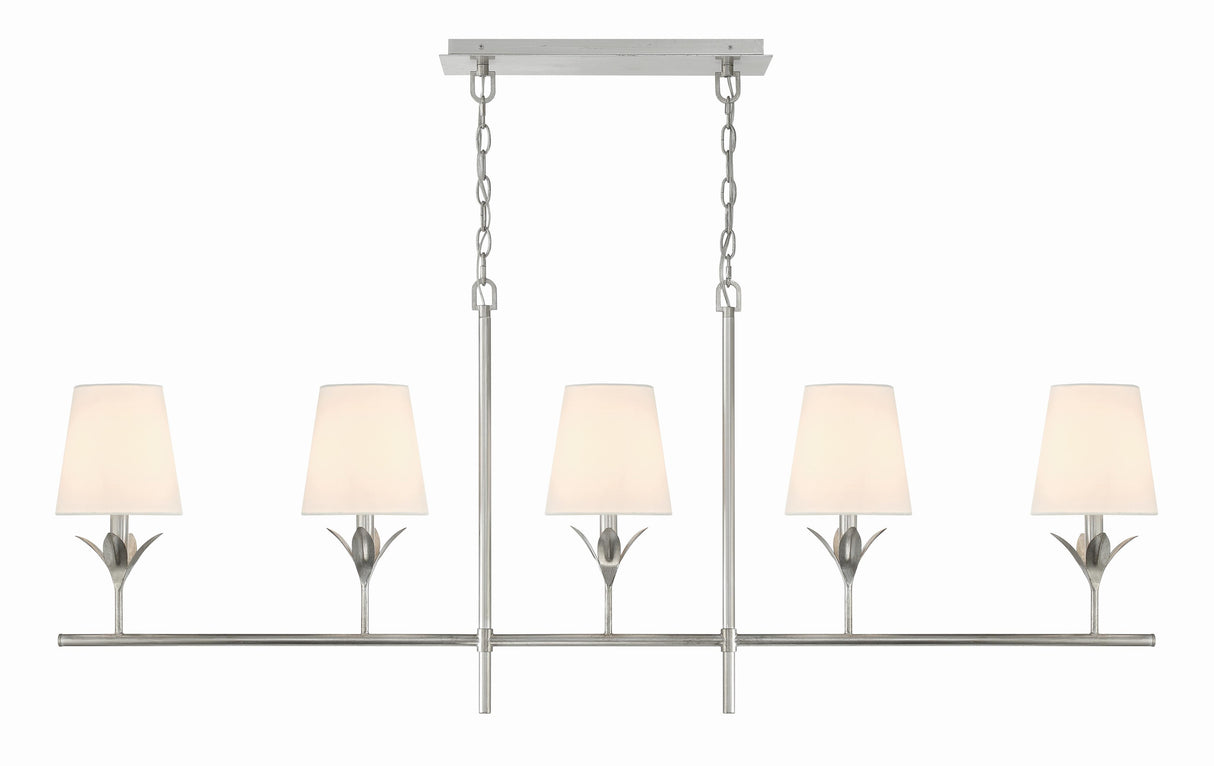 Crystorama Broche 5 Light Antique Silver Linear Chandelier