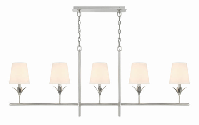 Crystorama Broche 5 Light Antique Silver Linear Chandelier