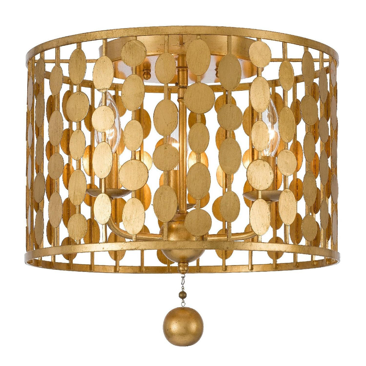 Crystorama Layla 3 Light Antique Gold Flush Mount