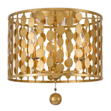 Crystorama Layla 3 Light Antique Gold Flush Mount