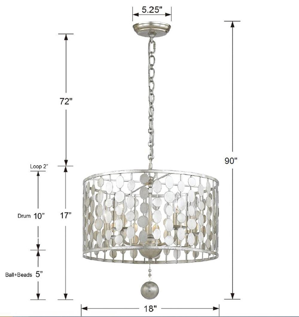 Crystorama Layla 5 Light Antique Silver Chandelier