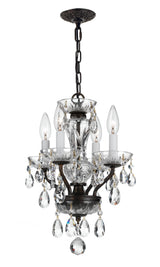 Crystorama Traditional Crystal 4 Light Clear Italian Crystal English Bronze Mini Chandelier