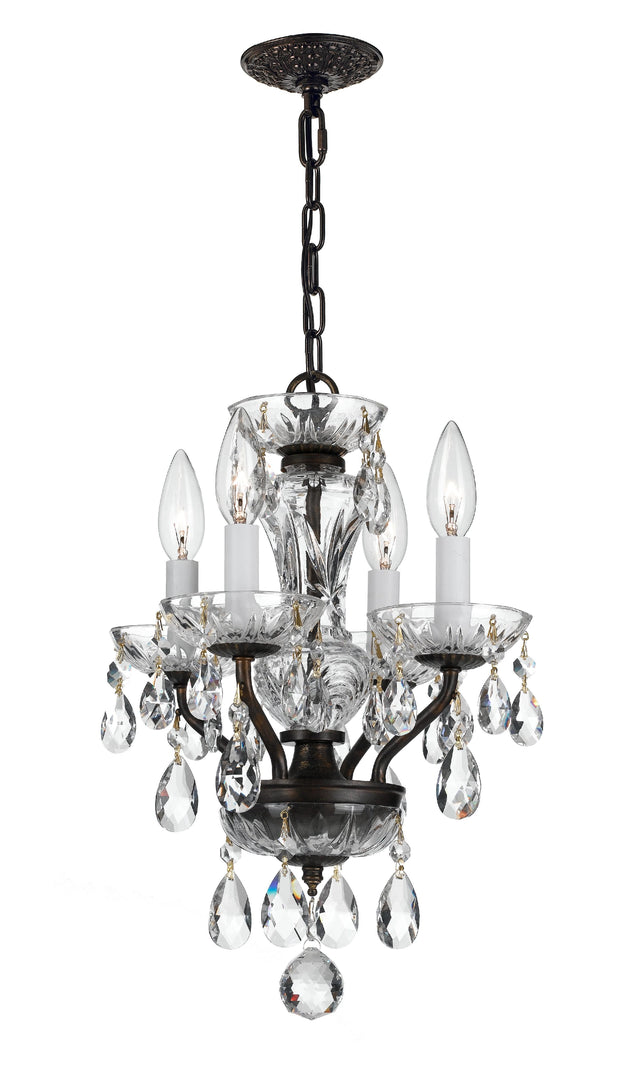 Crystorama Traditional Crystal 4 Light Clear Italian Crystal English Bronze Mini Chandelier