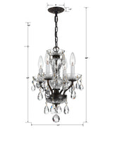 Crystorama Traditional Crystal 4 Light Clear Italian Crystal English Bronze Mini Chandelier