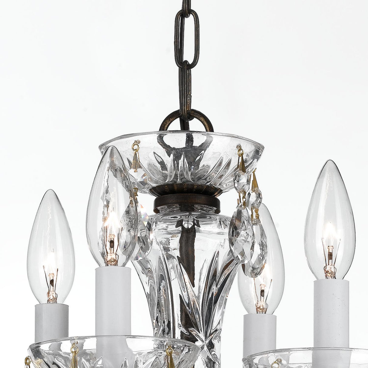 Crystorama Traditional Crystal 4 Light Hand Cut Crystal English Bronze Mini Chandelier
