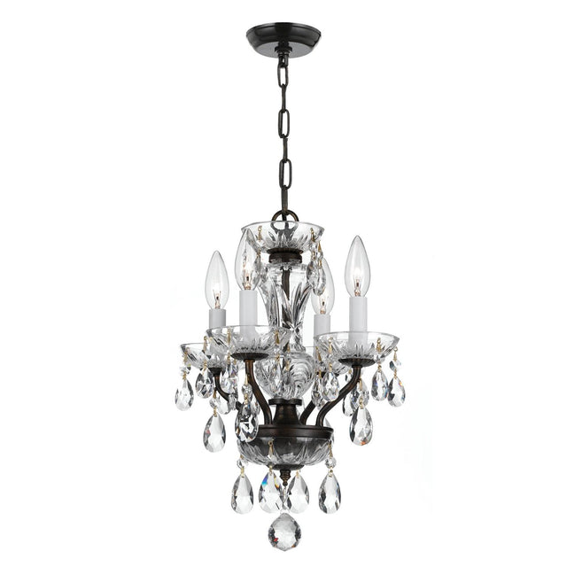Crystorama Traditional Crystal 4 Light Swarovski Strass Crystal English Bronze Mini Chandelier