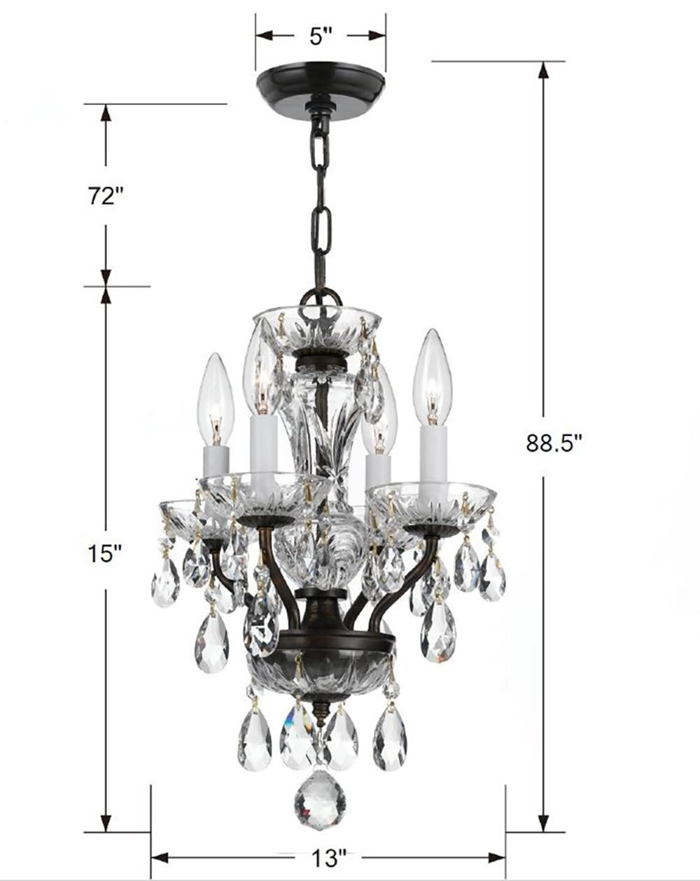 Crystorama Traditional Crystal 4 Light Swarovski Strass Crystal English Bronze Mini Chandelier