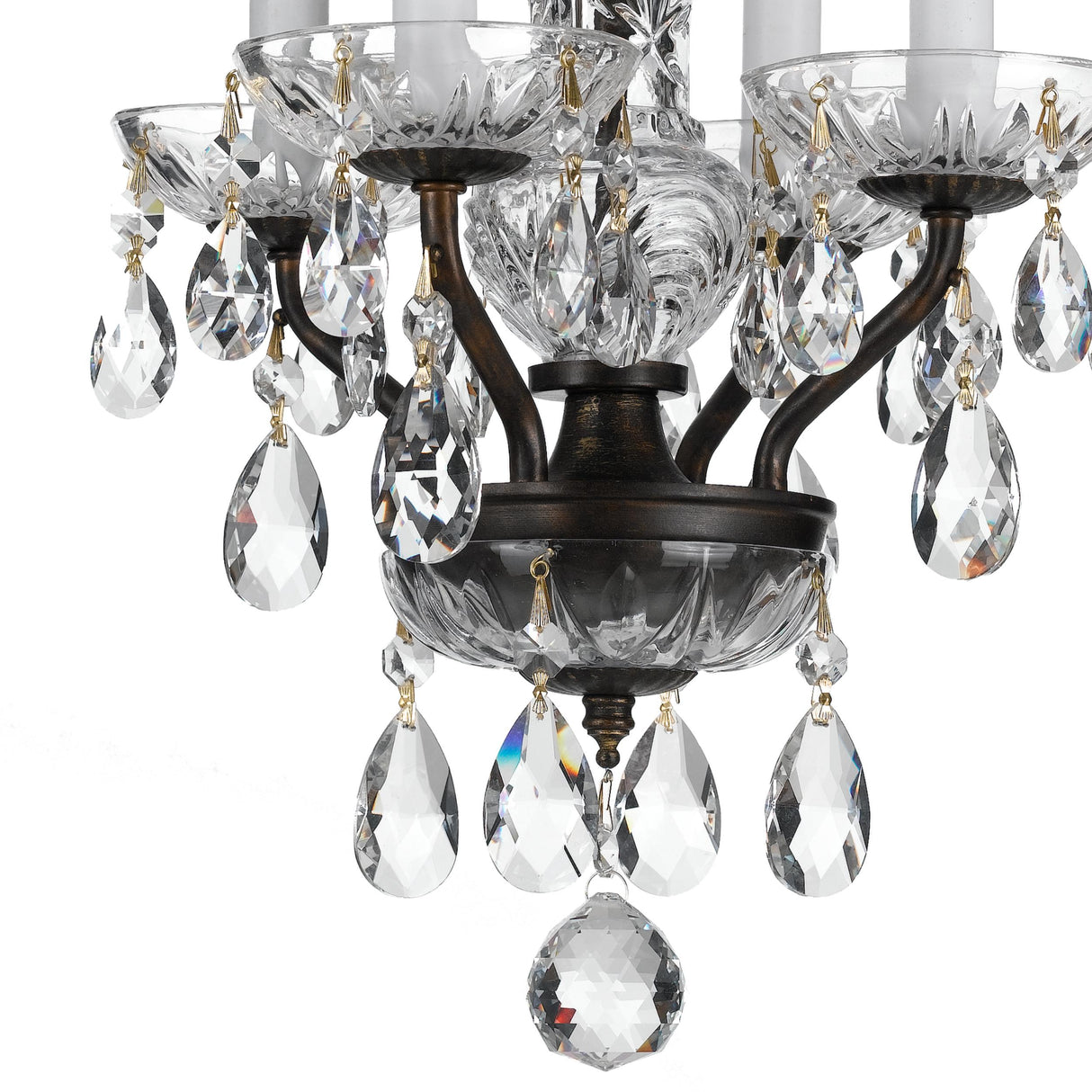 Crystorama Traditional Crystal 4 Light Swarovski Strass Crystal English Bronze Mini Chandelier
