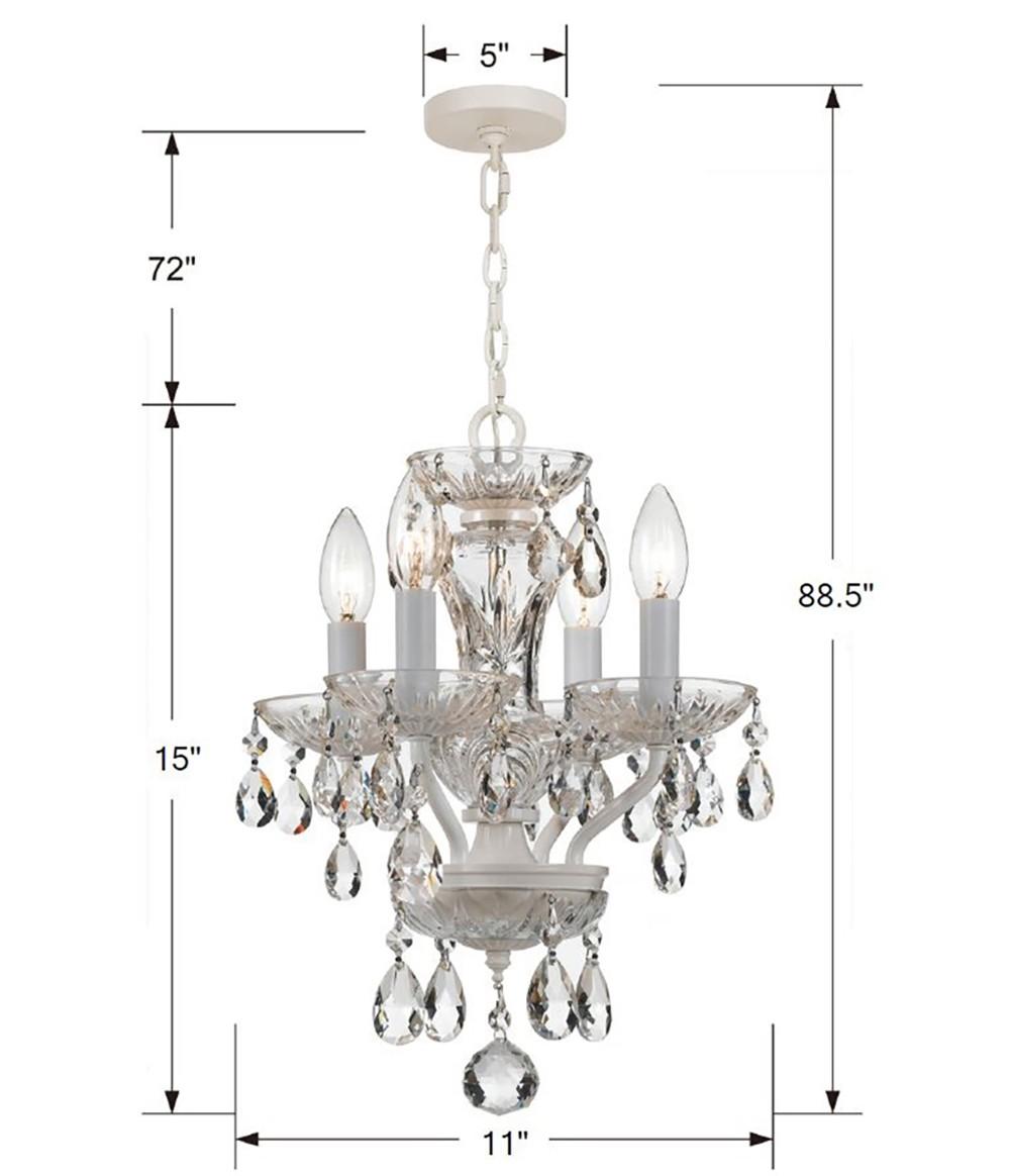 Crystorama Traditional Crystal 4 Light Clear Italian Crystal Wet White Mini Chandelier