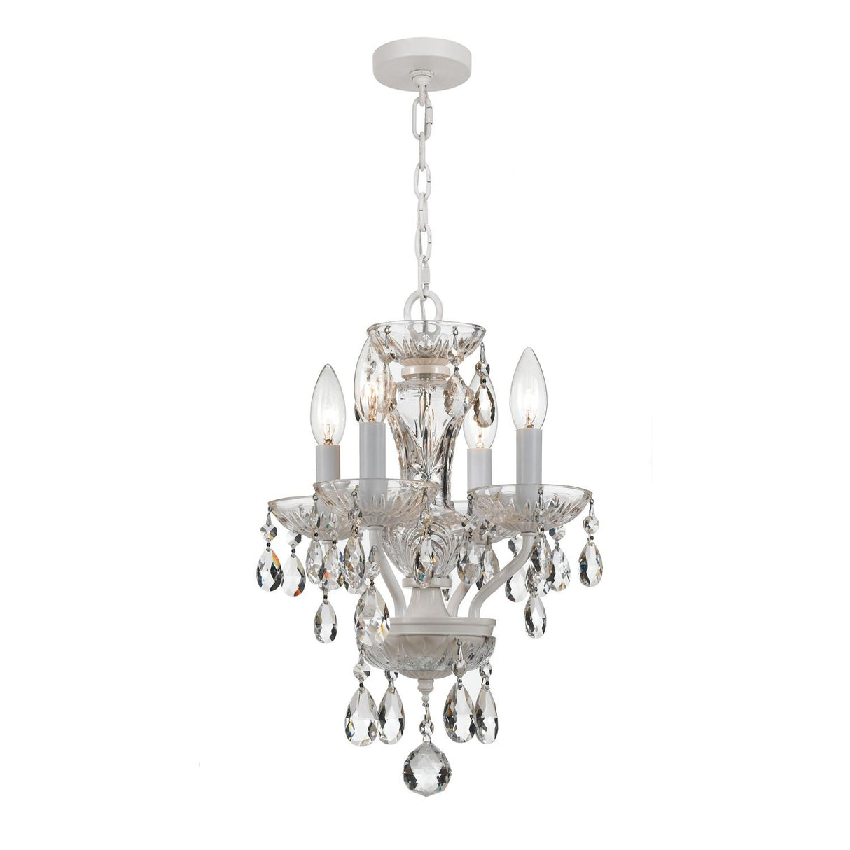 Crystorama Traditional Crystal 4 Light Swarovski Strass Crystal Wet White Mini Chandelier