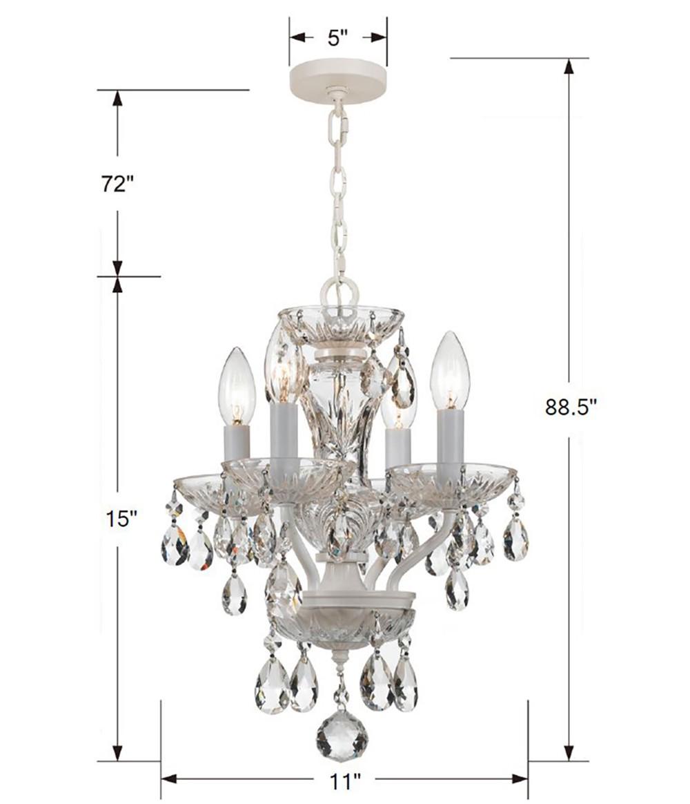 Crystorama Traditional Crystal 4 Light Swarovski Strass Crystal Wet White Mini Chandelier