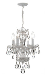 Crystorama Traditional Crystal 4 Light Hand Cut Crystal Wet White Mini Chandelier
