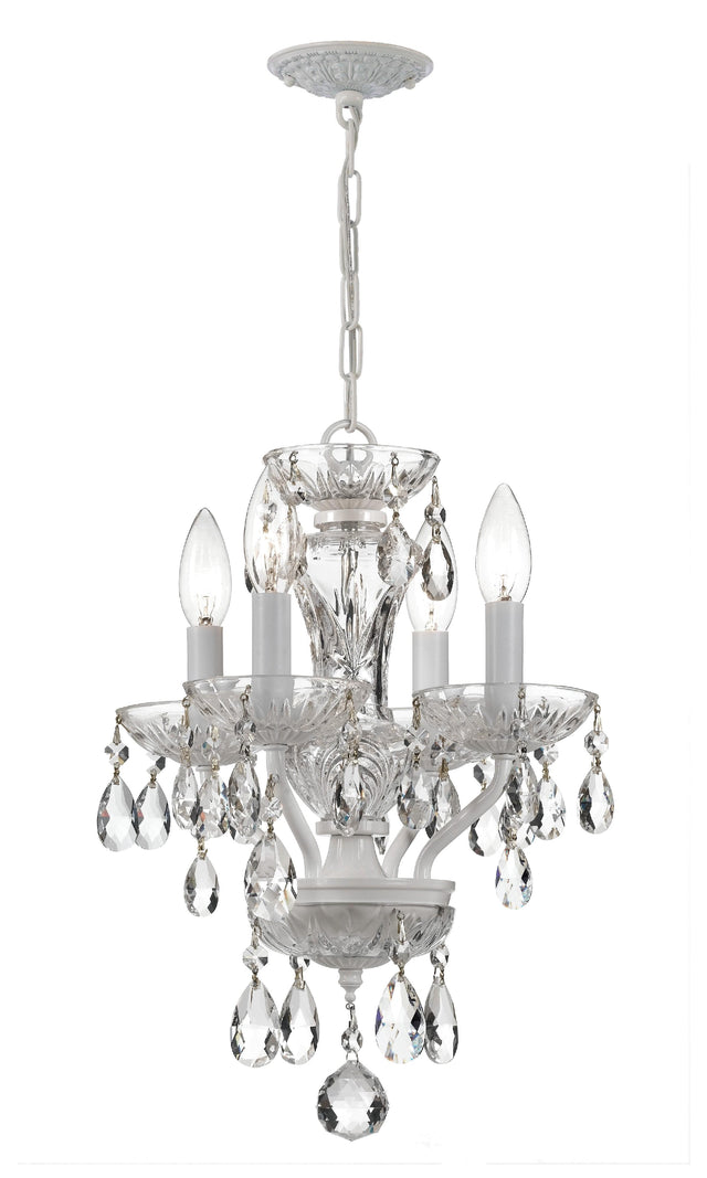 Crystorama Traditional Crystal 4 Light Hand Cut Crystal Wet White Mini Chandelier