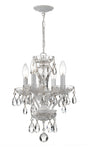 Crystorama Traditional Crystal 4 Light Hand Cut Crystal Wet White Mini Chandelier