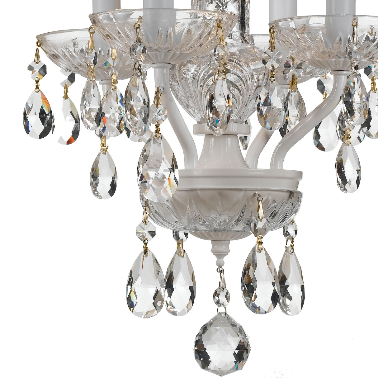 Crystorama Traditional Crystal 4 Light Hand Cut Crystal Wet White Mini Chandelier