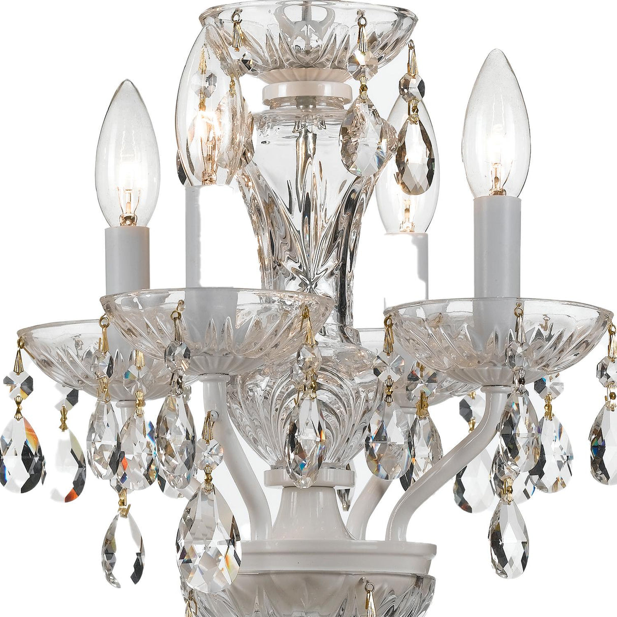 Crystorama Traditional Crystal 4 Light Hand Cut Crystal Wet White Mini Chandelier