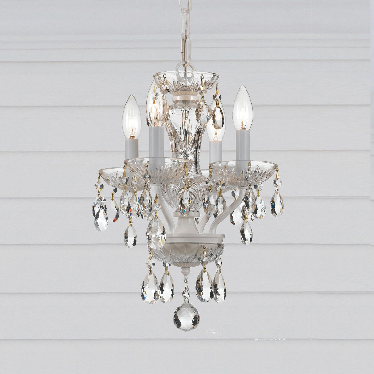 Crystorama Traditional Crystal 4 Light Spectra Crystal Wet White Mini Chandelier