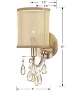 Crystorama Hampton 1 Light Antique Brass Sconce