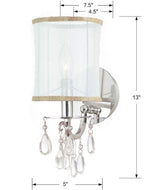 Crystorama Hampton 1 Light Polished Chrome Sconce