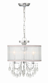 Crystorama Hampton 3 Light Polished Chrome Clear Crystal Drum Shade Mini Chandelier