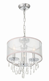 Crystorama Hampton 3 Light Polished Chrome Clear Crystal Drum Shade Mini Chandelier