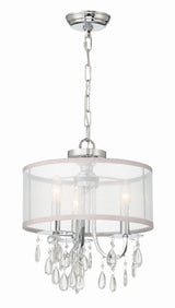 Crystorama Hampton 3 Light Polished Chrome Clear Crystal Drum Shade Mini Chandelier