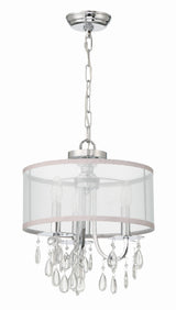 Crystorama Hampton 3 Light Polished Chrome Clear Crystal Drum Shade Mini Chandelier