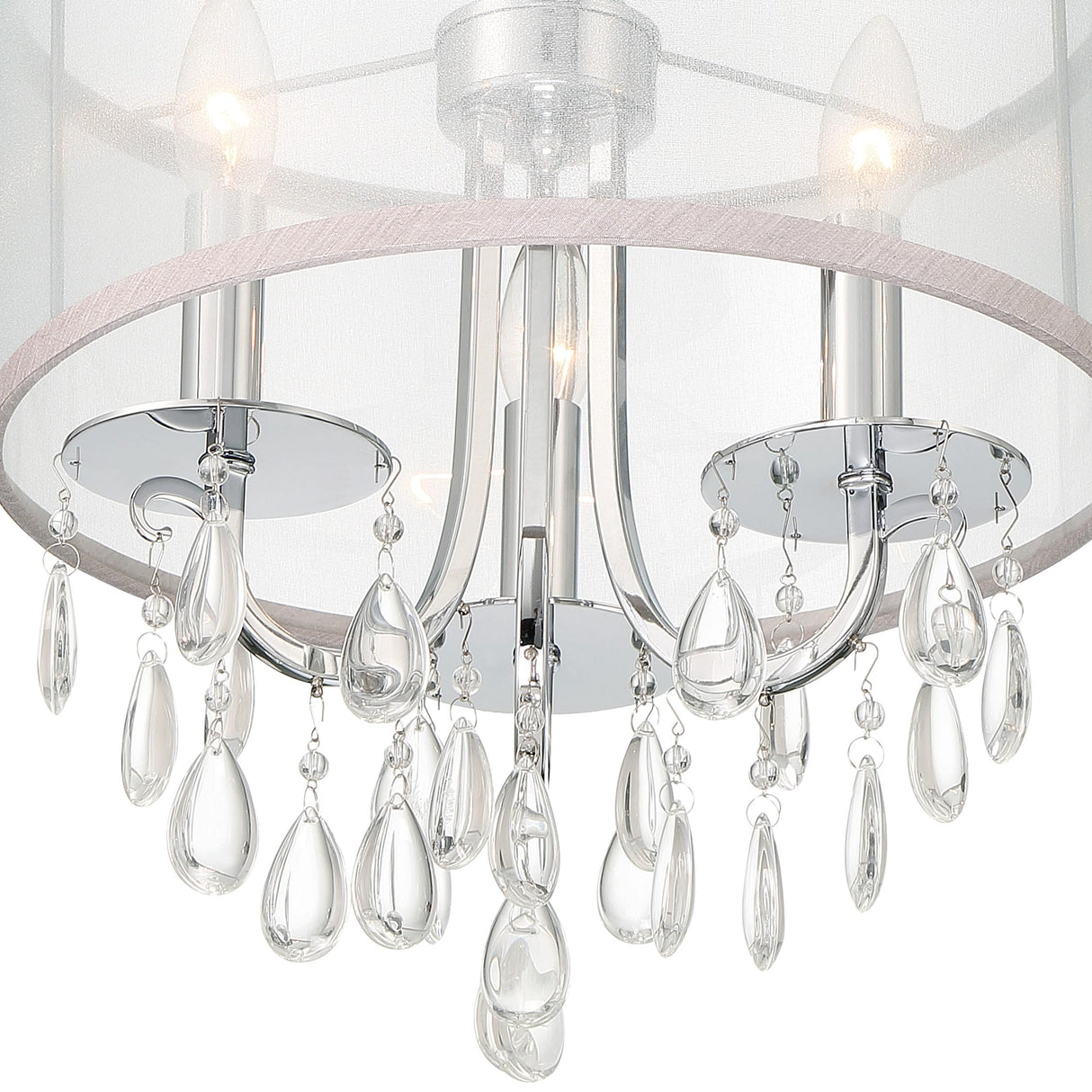 Crystorama Hampton 3 Light Polished Chrome Clear Crystal Drum Shade Mini Chandelier
