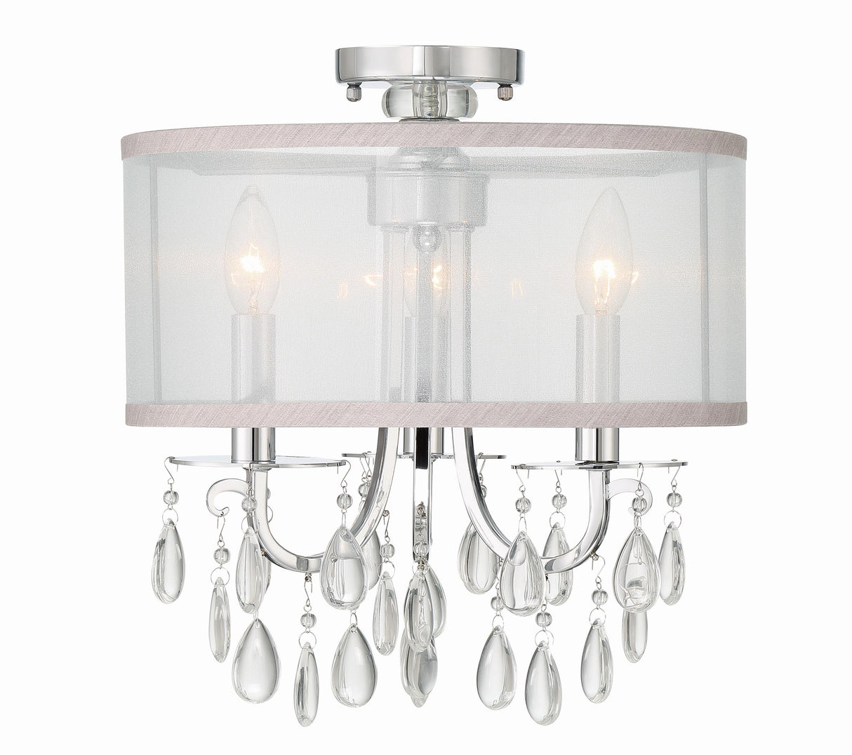 Crystorama Hampton 3 Light Polished Chrome Semi Flush Mount
