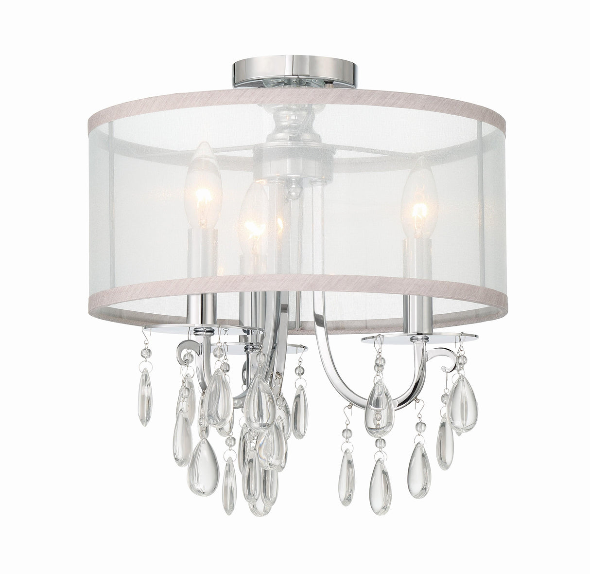 Crystorama Hampton 3 Light Polished Chrome Semi Flush Mount