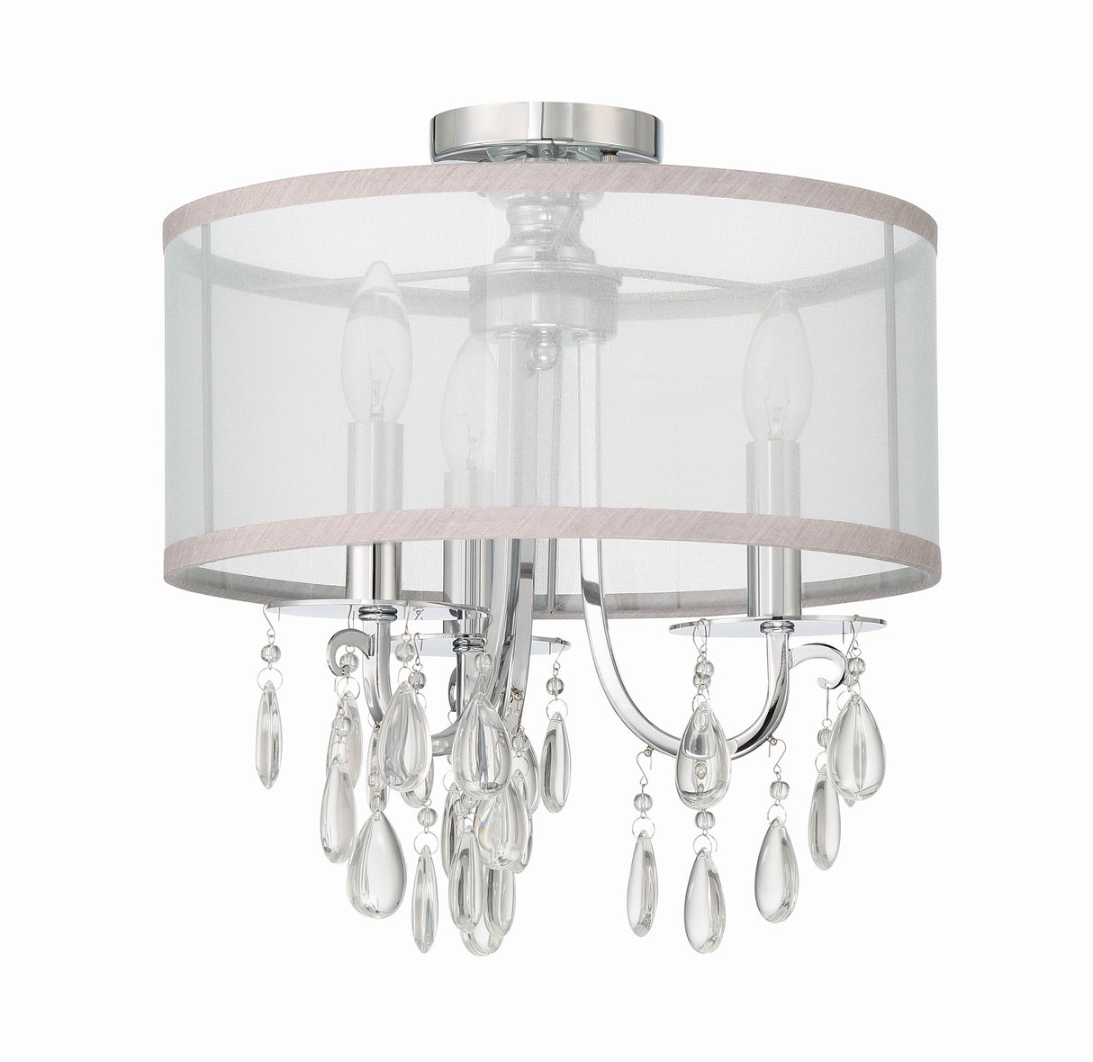 Crystorama Hampton 3 Light Polished Chrome Semi Flush Mount