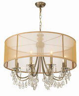 Crystorama Hampton 8 Light Drum Shade Antique Brass Chandelier