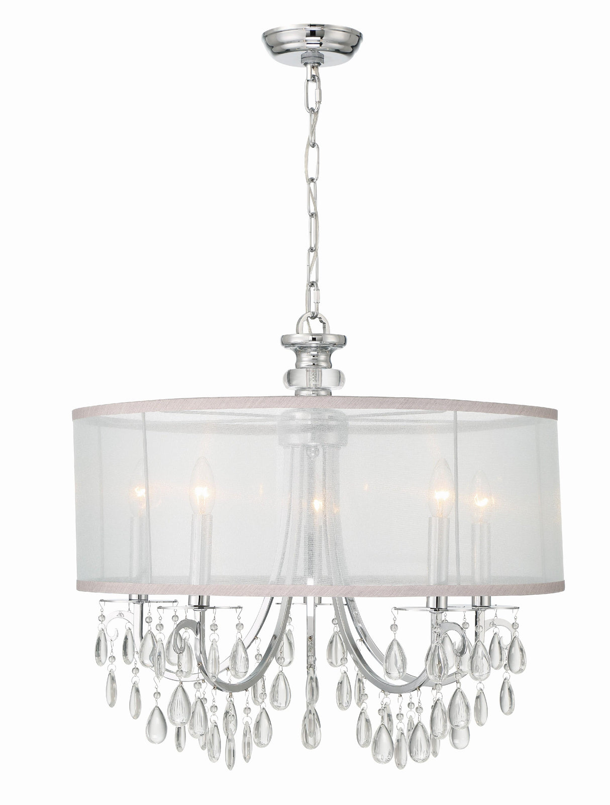 Crystorama Hampton 5 Light Drum Shade Polished Chrome Chandelier