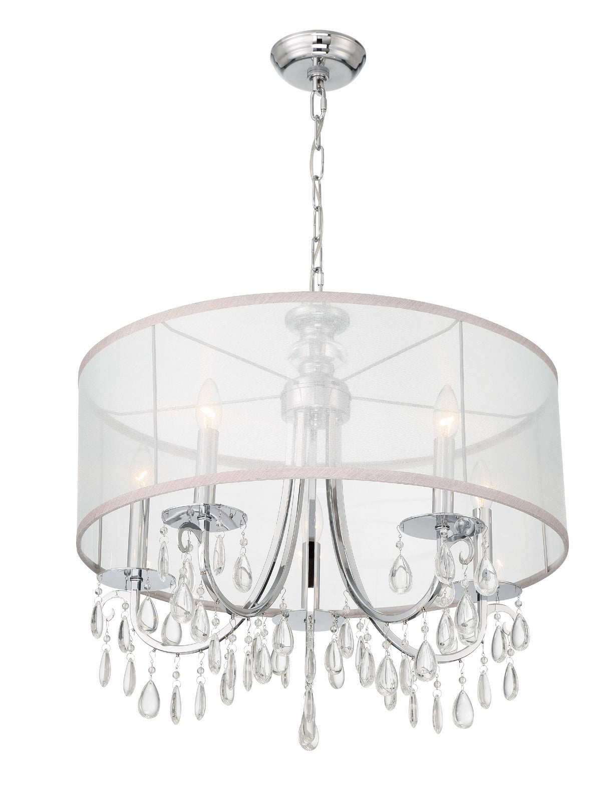 Crystorama Hampton 5 Light Drum Shade Polished Chrome Chandelier