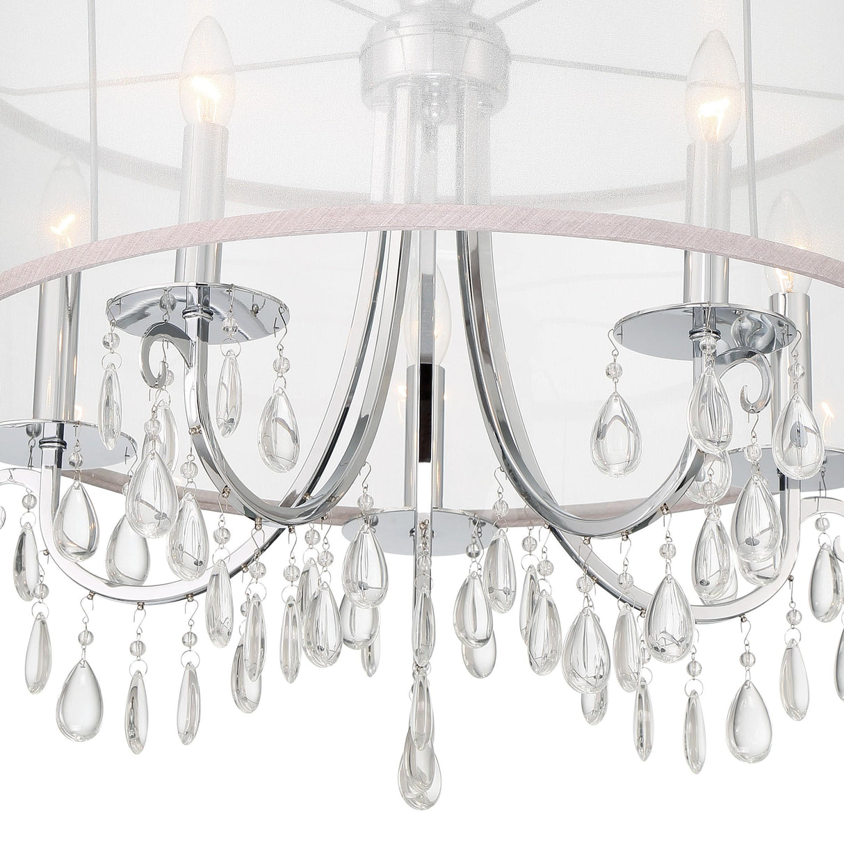 Crystorama Hampton 5 Light Drum Shade Polished Chrome Chandelier