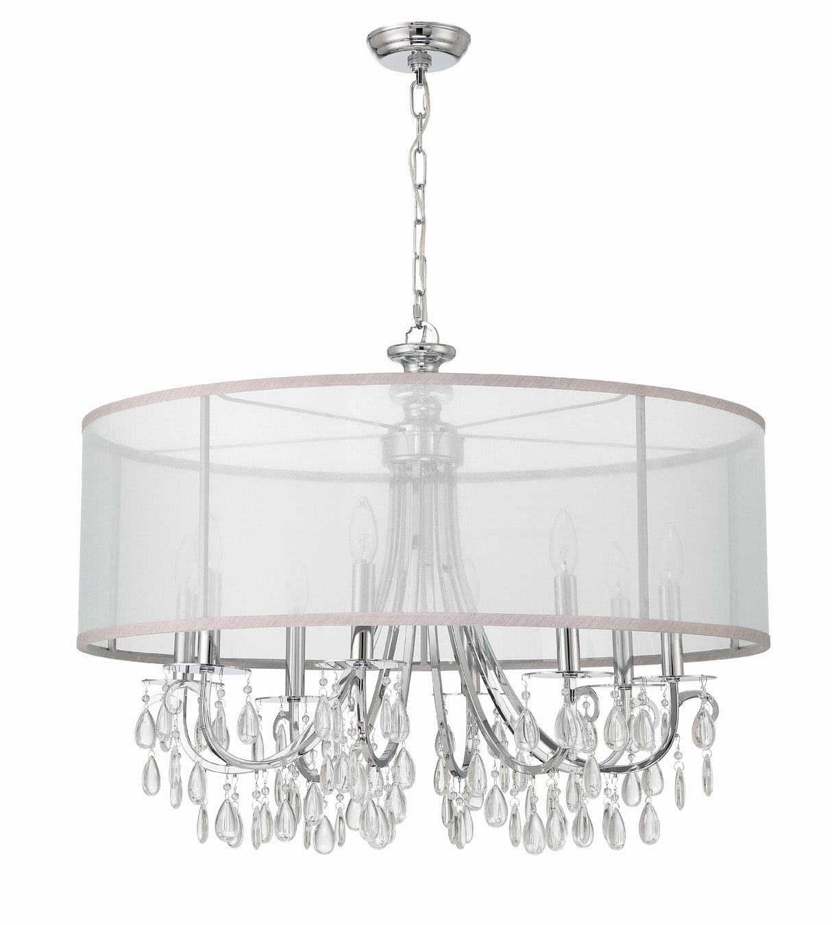 Crystorama Hampton 8 Light Drum Shade Polished Chrome Chandelier