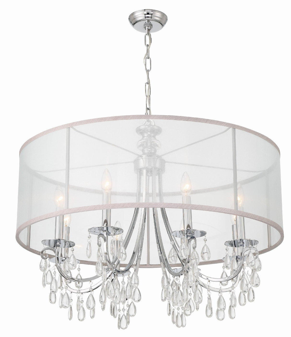 Crystorama Hampton 8 Light Drum Shade Polished Chrome Chandelier