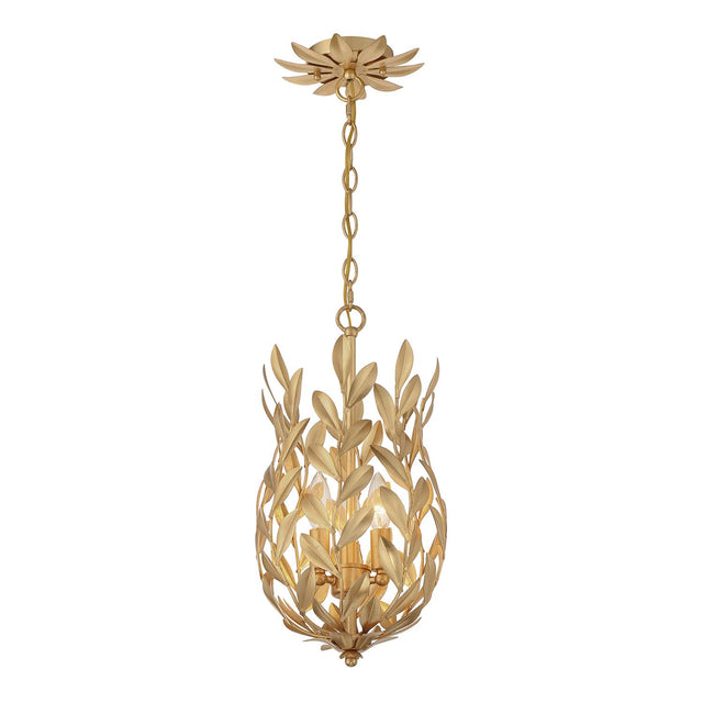 Crystorama Broche 3 Light Antique Gold Mini Pendant