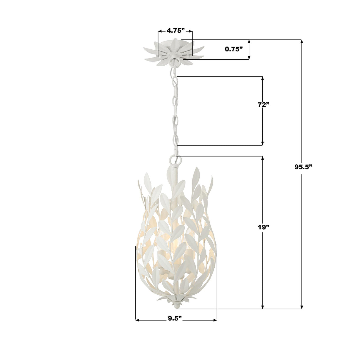 Crystorama Broche 3 Light Matte White Mini Pendant