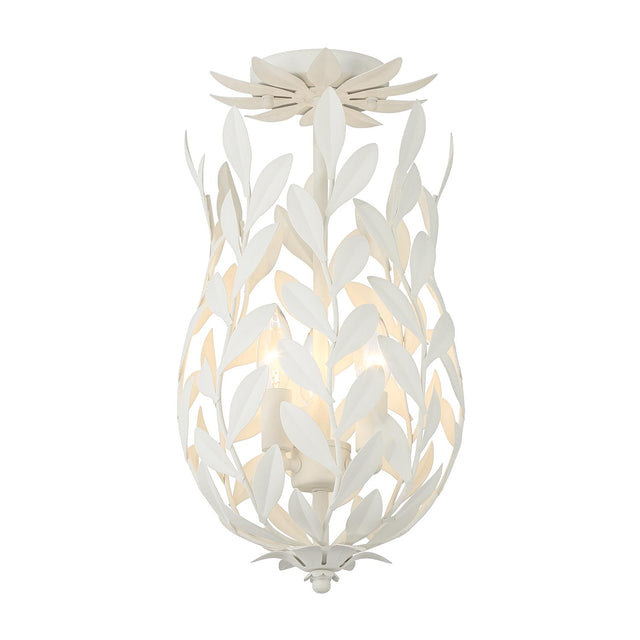 Crystorama Broche 3 Light Matte White Semi Flush Mount