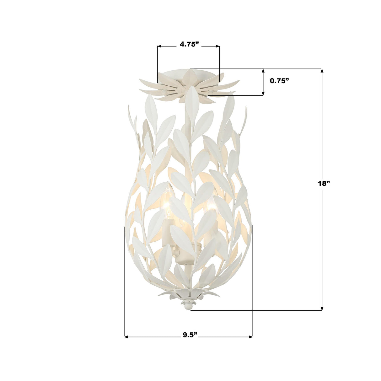 Crystorama Broche 3 Light Matte White Semi Flush Mount