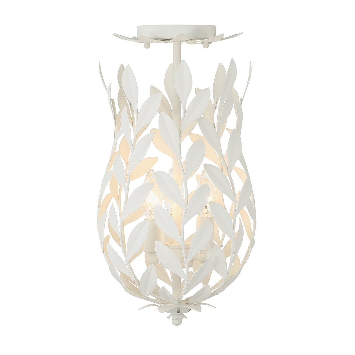 Crystorama Broche 3 Light Matte White Semi Flush Mount