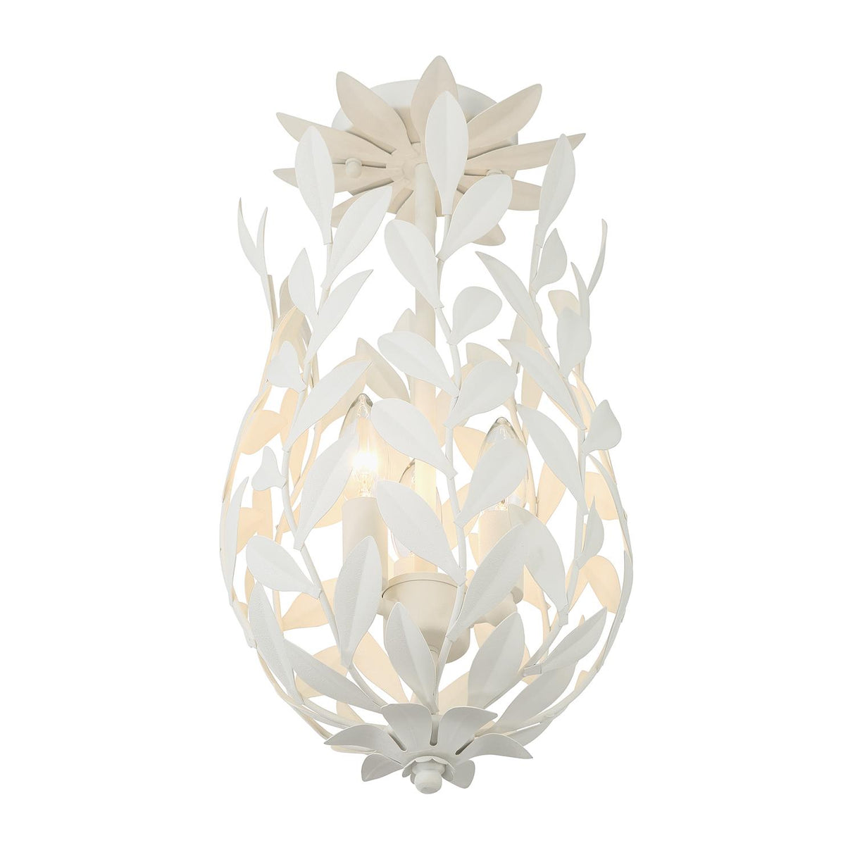 Crystorama Broche 3 Light Matte White Semi Flush Mount