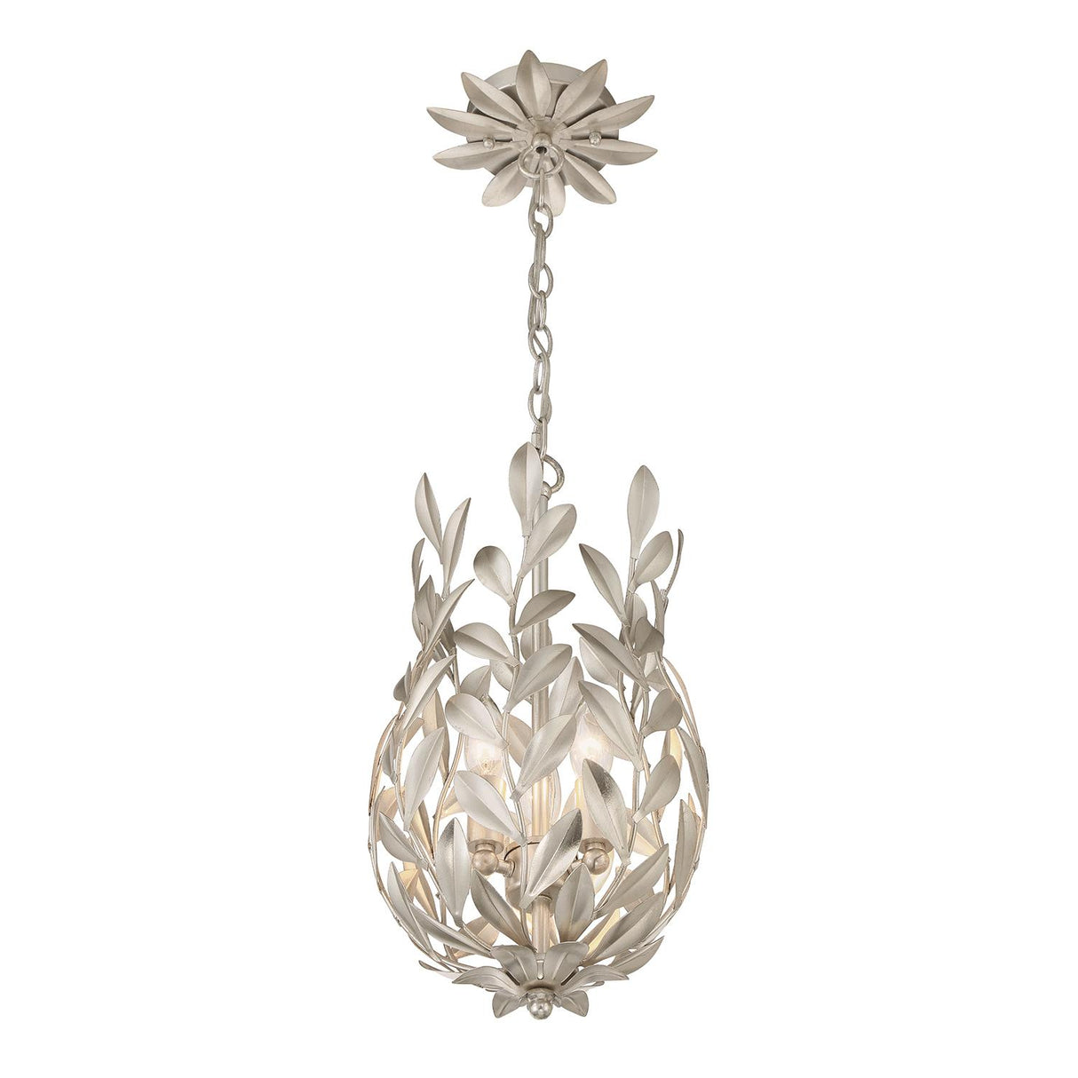 Crystorama Broche 3 Light Antique Silver Mini Pendant