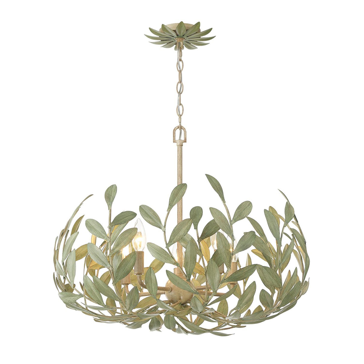 Crystorama Broche 5 Light Champagne Green Tea Chandelier